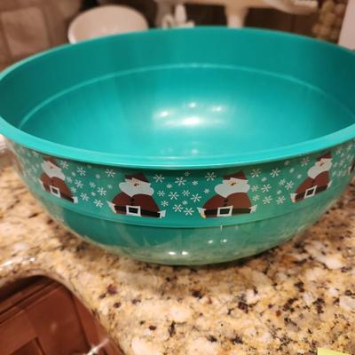 Green plastic santa bowl
