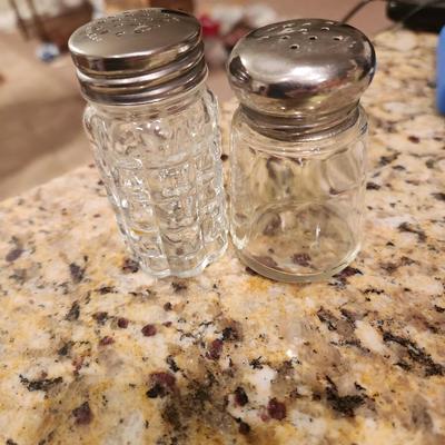 Glass & stainless steel salt & pepper shakers