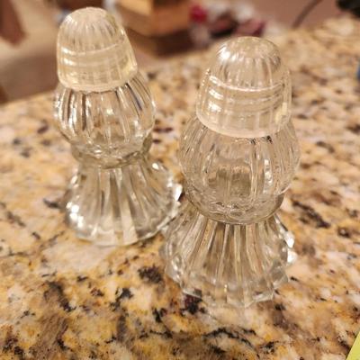 Glass & plastic salt & pepper shakers