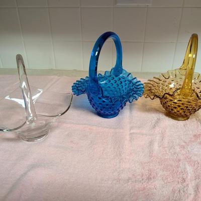 Three Glass Art Baskets