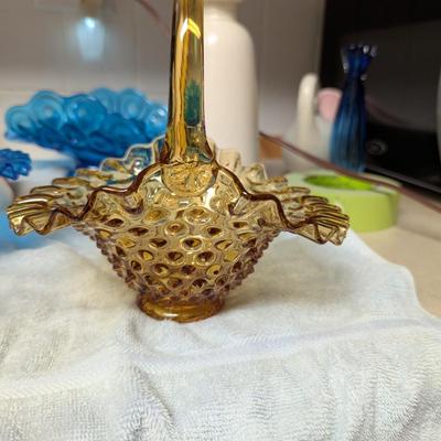 Three Glass Art Baskets