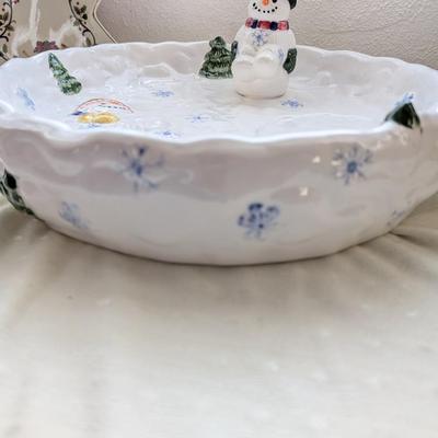 Christmas platter, snowman chip and dip