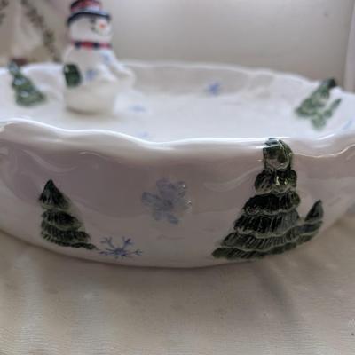Christmas platter, snowman chip and dip