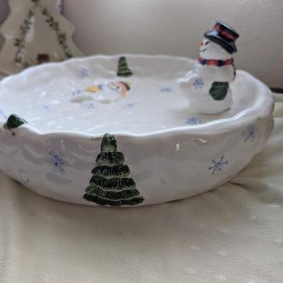 Christmas platter, snowman chip and dip