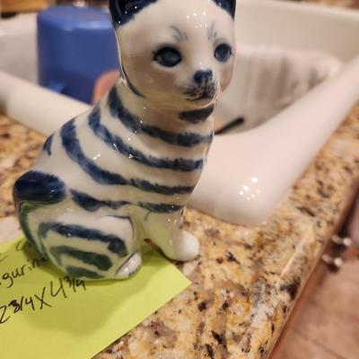 Blue china cat figurine