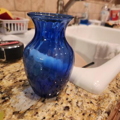 Clear blue glass vase