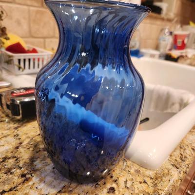Clear blue glass vase
