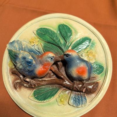 Chalkware Birds Plaque