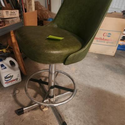Green Leather spin stool