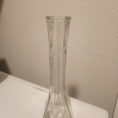 Long clear glass vase