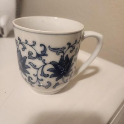 Floral blue china cup