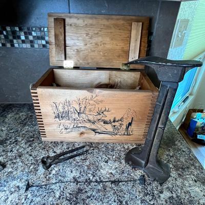 Lot 543 Wood crate w/ shoe repair