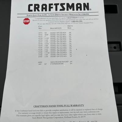 Craftsman 3/4in Ratchet / Socket Set