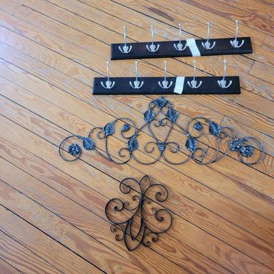 Sale Photo Thumbnail #441: Coat hangers have hardware, wall deco is iron