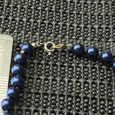 Navy blue beaded collar necklace