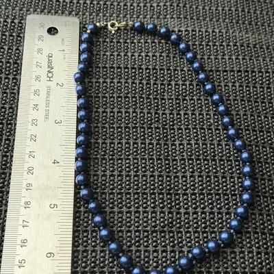 Navy blue beaded collar necklace