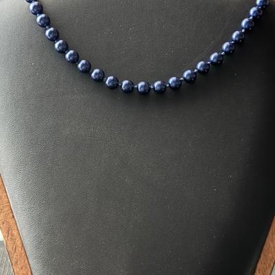 Navy blue beaded collar necklace