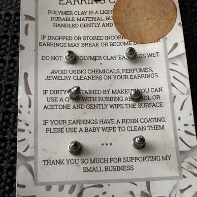 "The Clay Banquet" polymer clay stud earrings, handmade with aloha.