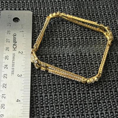 Gold tone square rhinestone bracelet