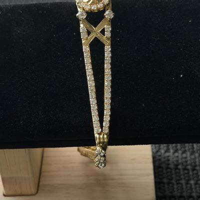 Gold tone square rhinestone bracelet