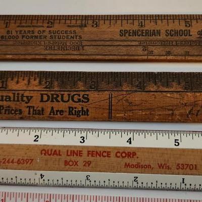 Sale Photo Thumbnail #449: This lot is for a Dynasty of Rulers.  This is a grouping of 8 Vintage Rulers from many places. One is a Quality item from the International Harvester Plant in Louisville, two are from the Ford plant in Louisville, another is advertising the Boston Evening