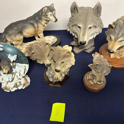 Sale Photo Thumbnail #19: 5 Wolf statues & a plaque with holder
Made of Resin
Very nice collectible