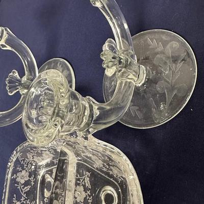 Sale Photo Thumbnail #24: Beautiful lot of
2 candle Holders
Etched glass Plate