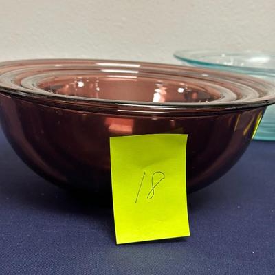 Sale Photo Thumbnail #40: Lot of Cranberry Pyrex Nesting bowls. Set of 3