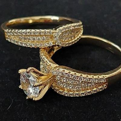 Shining Cubic Zirconia 2Pcs Rings Set