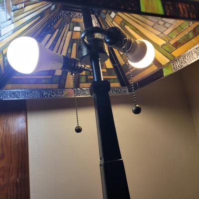 Sale Photo Thumbnail #454: If I were a table lamp, this is the table lamp I'd like to be. 23 inches tall and the shade is 16" square. Turn off 1 bulb or use them both. Heavy and nice and it could be yours.