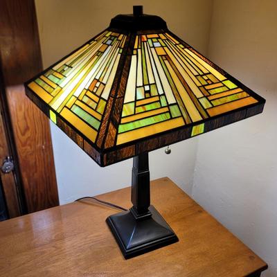 Sale Photo Thumbnail #452: If I were a table lamp, this is the table lamp I'd like to be. 23 inches tall and the shade is 16" square. Turn off 1 bulb or use them both. Heavy and nice and it could be yours.