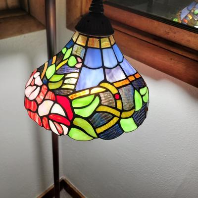 Sale Photo Thumbnail #456: If I were a table lamp and looking for the most attractive mate ever, this would be my choice. Leaded glass 58" tall with about a 10" base and 9" shade. Heavy and nice