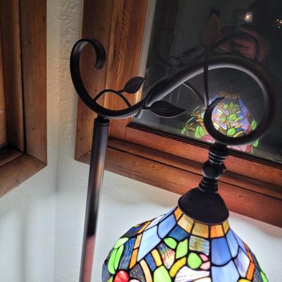 Sale Photo Thumbnail #460: If I were a table lamp and looking for the most attractive mate ever, this would be my choice. Leaded glass 58" tall with about a 10" base and 9" shade. Heavy and nice