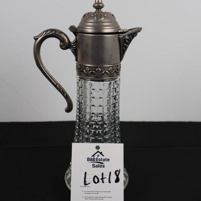 Italian Pewter Glass Pitcher
