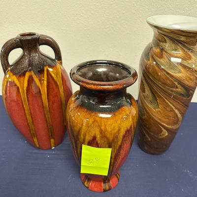 Sale Photo Thumbnail #66: 3 multi color vasez & a complimentary bowl