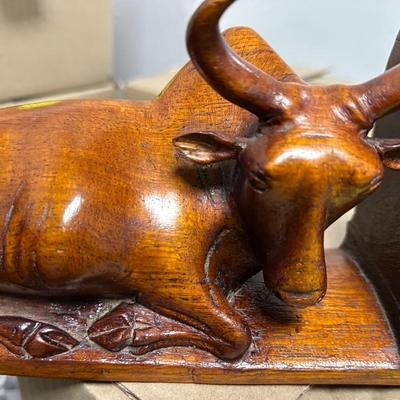 Sale Photo Thumbnail #69: Set of Carved Oxen Bookends
