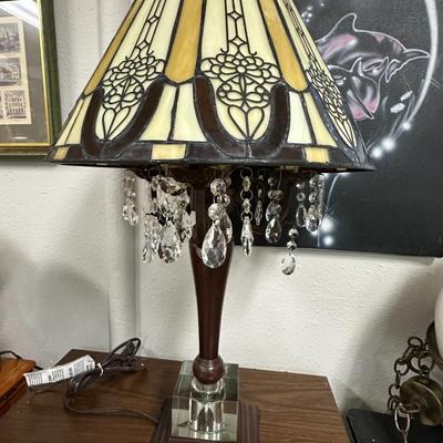 Sale Photo Thumbnail #88: Beautiful Art Deco Style Stained glass  Lamp
Not old but very heavy & pretty