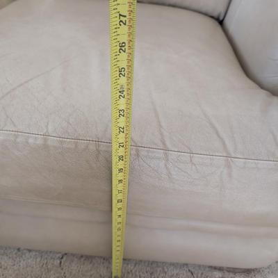 Sale Photo Thumbnail #29: Lazy Boy leather loveseat, taupe in color, no rips or stains on leather. The stain underneath the cushions is a water stain.