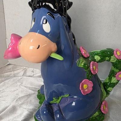 Kreisler Disney Winnie the Pooh Eeyore Ceramic Teapot with Blue Bird & Floral Handle