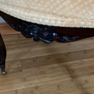 Antique Victorian Carved Rosewood Parlor/Slipper Chair – Original Casters