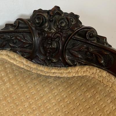 Antique Victorian Carved Rosewood Parlor/Slipper Chair – Original Casters