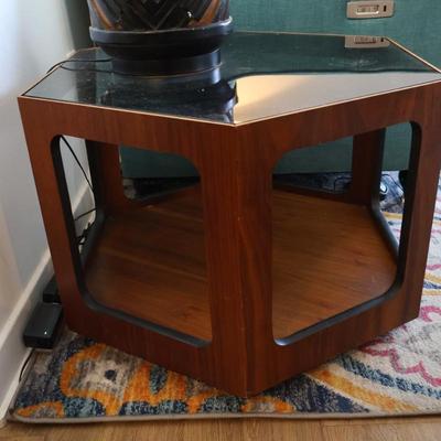 MCM Glass/Wood End tables Made by Lane (Pair)