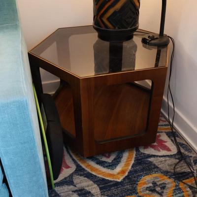 MCM Glass/Wood End tables Made by Lane (Pair)