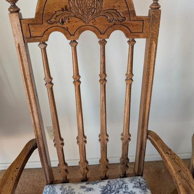 Sale Photo Thumbnail #50: Vintage Country Style Pressed Back Solid Oak Dining Chairs w/ upholstered Cushions 
Set of 2
Seat: 19 x 16
44" tall
18" from ground to seat 
19" deep