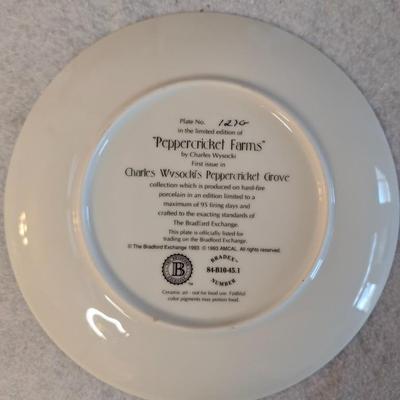 Sale Photo Thumbnail #473: Set of 2 Charles Wysocki's Peppercricket Grove Series Decorative Plates 
Peppercricket Farms Plate #1270
Gingernut Valley Inn Plate #1172

8.5