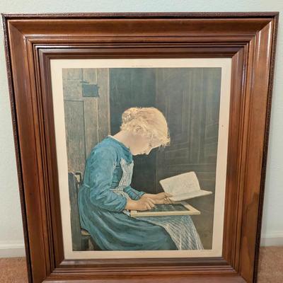 Sale Photo Thumbnail #485: Albert Anker "The Home Lesson" Framed Print 
33 x 26