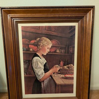 Sale Photo Thumbnail #494: Albert Anker "The Little Potato Peeler" Framed Print 
33 x 26