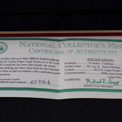 2000 Gold $2 Certificate