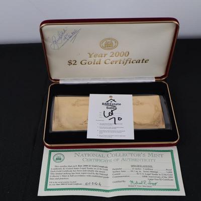 2000 Gold $2 Certificate
