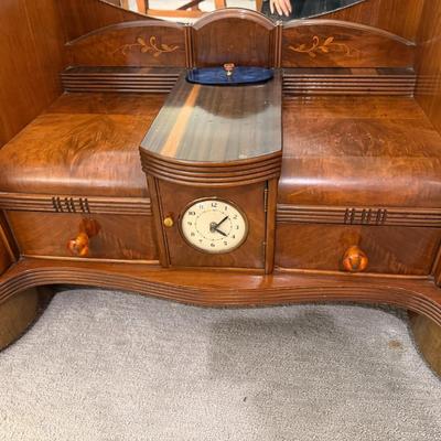 Vintage Art Deco Waterfall Vanity w/ Mirror and matching stool